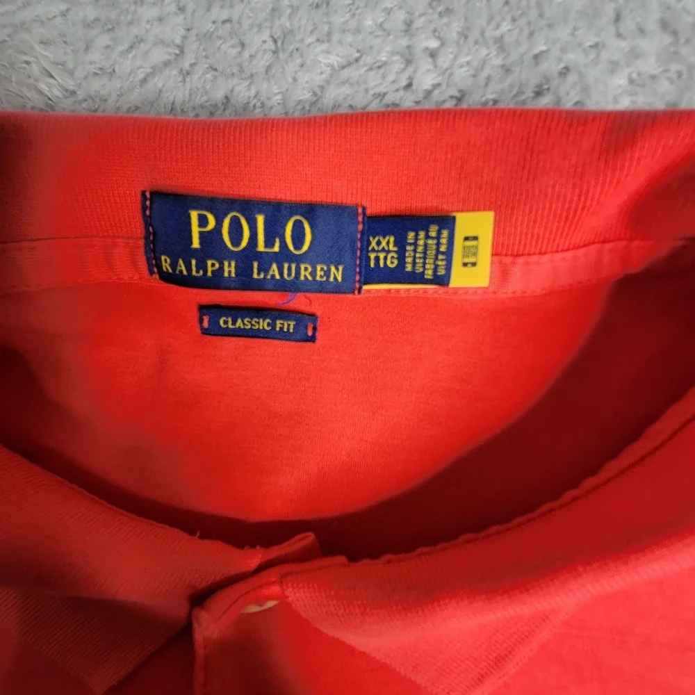 Polo Ralph Lauren Orange Peach Classic Fit Polo Shirt Mens Size XXL Short Sleeve
